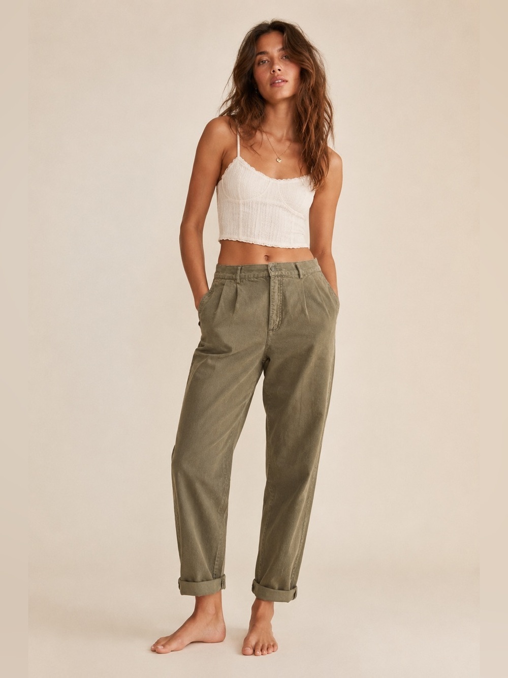 Vintage GAP khaki high rise cuffed light weight cotton pants
